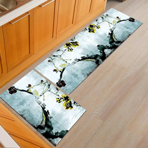 Küchenteppich 50X160Cm Tinte Und Wasch Teppich Küche Waschbar rutschfest Ölbeständig,Gummirücken PVC Küchenläufer,Bequemes Stehen,Für Esszimmer, Küche, Läufer Flur von Guoshuai