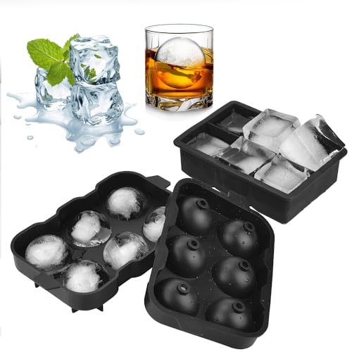 Guowall Silikon Eiswürfelform Eiskugelform, Ice Cube Tray 6-Fach Groß Eiswürfel, 2-Set (Schwarz) von Guowall