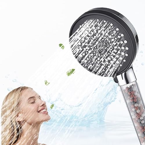 Guoxintech Filter Duschkopf Hochdruck Duschkopf mit 5 Sprühmodi Turbocharged Design Leistungsstarke Duschköpfe für hohen Wasserdruck Geeignet für Erwachsene Kinder Haustiere Häuser und Fitnessstudios von Guoxintech