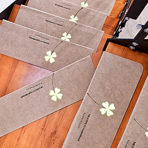 Guoyoocc 15 Stück Stufenmatten,leuchtende Stufen-Teppichmatten,Selbstklebende Treppen-Teppiche,Rutschfester Teppich,Stufenschutz-Teppichabdeckung für Kinder,Älteste und Haustiere,4 Stile,2 Größen von Guoyoocc