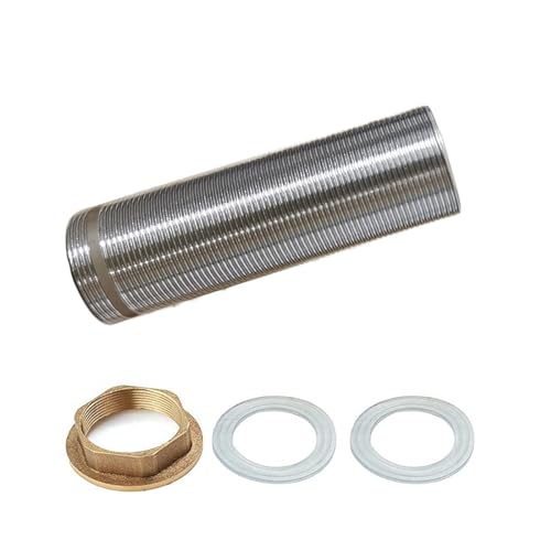 Einlochdeck Kalt Warmwasser Messing Rohrmuttern, Verlängerung Gewinderohr Kaltwasserhahn Armaturen Nippel Kontermutter Reparatur Set Küchenwaschbecken (Edelstahl - 100 mm) von Guozyly