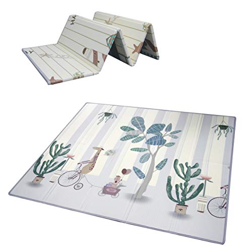 Gupamiga Baby-Spielmatte Faltbarer XPE-Schaumboden rutschfest extra groß wendbare Doppelseiten wasserdicht tragbar für Innen- oder Außenbereich Nicht giftig bunt (180x200x1.5cm) von Gupamiga