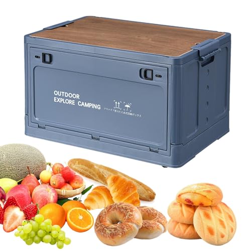 Campingbox Camping Aufbewahrungsbehälter, 33L/60L Picknickkorb Faltbar Plastik Aufbewahrungsbehälter Mit Deckel, Stapelbare Lagerkisten Auflagenbox Als Tischplatte Für Outdoor Camping Auto Kofferraum von Gupcaqosjw