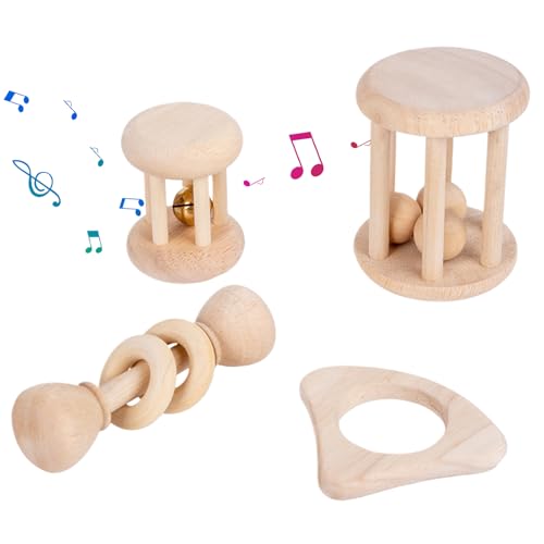 Gupcaqosjw 8 Stück Spielrolle Kaninchen, 11.5x10x7cm Kaninchen Kauspielzeug Holz, Lamellenholzball Mit Schelle, Kaninchen Nagematerial, Nagetier-Spielzeug Aus Holz von Gupcaqosjw