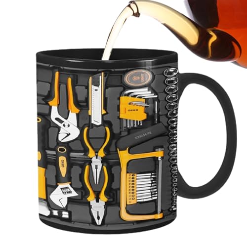 Gupcaqosjw 9,5 X 8 Cm Schwarze Mechaniker Tasse, Mechaniker Werkzeugkasten Set Tasse, Lustige Tasse Mechaniker, Mechaniker Toolbox Tasse, Tool Box Mechanic Mugs, Keramik Kaffeetasse Für Mechaniker von Gupcaqosjw