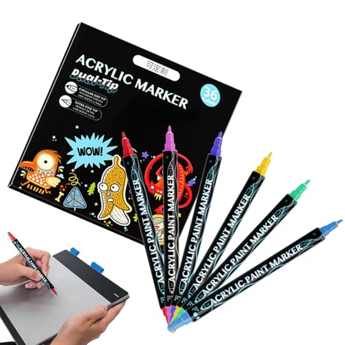 Gupcaqosjw Acrylmalstifte - Acryl Marker Malstifte - 36 Stifte Set für Kunst Handwerk auf Holz Leinwand Stein Glas Keramik Kalligrafie Metall Textilien Felsen Papier Gupcaqosjw Acrylmalstifte - Acryl Marker Malstifte - 36 Stifte Set für Kunst Handwerk auf Holz Leinwand Stein Glas Keramik Kalligrafie Metall Textilien Felsen Papier von Gupcaqosjw