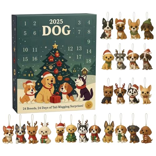 Gupcaqosjw Advents-Countdown-Kalender Hund Ornamente mit 24 Tagen | 2025 Adventskalender mit 2D Acryl Hund Figuren,Für Kinder Erwachsene Weihnachtsbaum Fenster Wand Auto Dekoration Gupcaqosjw Advents-Countdown-Kalender Hund Ornamente mit 24 Tagen | 2025 Adventskalender mit 2D Acryl Hund Figuren,Für Kinder Erwachsene Weihnachtsbaum Fenster Wand Auto Dekoration von Gupcaqosjw