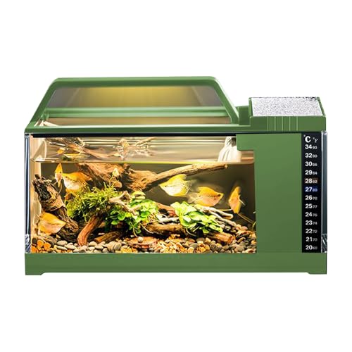Gupcaqosjw Aquarium Set, Aquarium Mit Filter Und LED-Beleuchtung, Automatische Temperaturüberwachung Mit Leiser Pumpe Für Wasser Als Schreibtisch-Accessoire Gupcaqosjw Aquarium Set, Aquarium Mit Filter Und LED-Beleuchtung, Automatische Temperaturüberwachung Mit Leiser Pumpe Für Wasser Als Schreibtisch-Accessoire von Gupcaqosjw