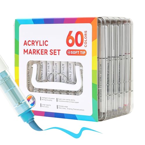 Gupcaqosjw Ausmalstifte | Skizzierstifte - 60 Farben Acryl-Marker Set Kreativ Zum Malen Auf Glas Stoff Holz Für Kinder Und Erwachsene von Gupcaqosjw