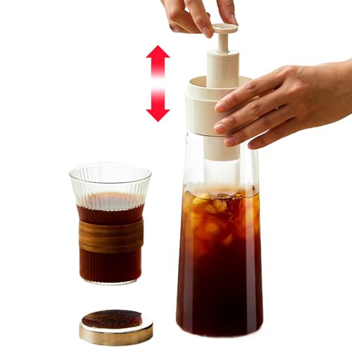 Gupcaqosjw Cold Brew Kaffeekrug - Press-Stil Kaffee- Und Teebrüher,Multifunktionale Karaffe Mit Weitem Einfüllstutzen Für Picknick, Camping, Café & Unterwegs Gupcaqosjw Cold Brew Kaffeekrug - Press-Stil Kaffee- Und Teebrüher,Multifunktionale Karaffe Mit Weitem Einfüllstutzen Für Picknick, Camping, Café & Unterwegs von Gupcaqosjw