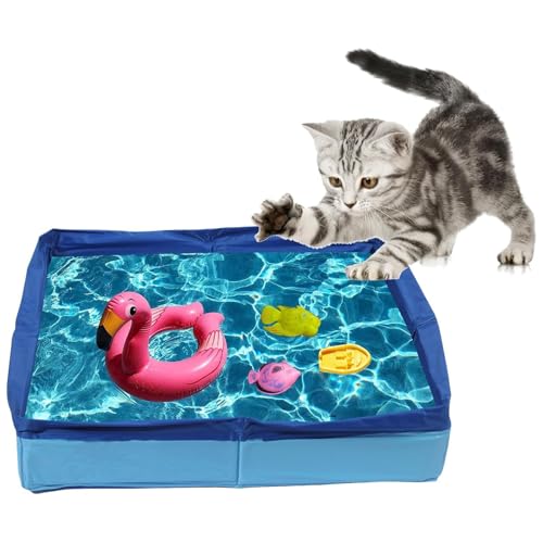 Gupcaqosjw Faltbarer Katzenpool, Hundebadewanne, 50x50x10 cm Faltbarer Pool Hund, Schwimmbecken, Faltbare Hundebadewanne, rutschfeste Aufblasfreie Wanne, Schwimmbecken Planschbecken Für Haustiere von Gupcaqosjw