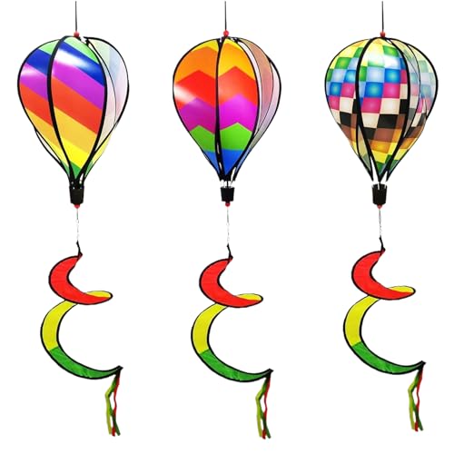 Gupcaqosjw Garten Windspinner | Garten-Windspirale Mit Windrad-Design | 3er Set Regenbogen Verschlungene Garten Deko Windräder Aufhängbarer Windsack Für Rasen Außenbereich Und Terrasse von Gupcaqosjw