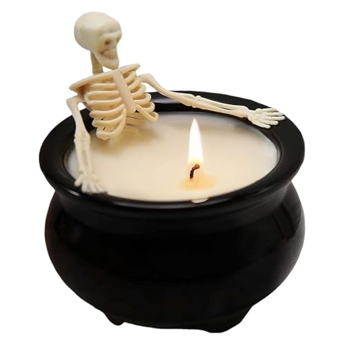 Gupcaqosjw Halloween Skelett Kerze | Halloween Gothic Skelett Kerzen Für Das Badezimmer | Keramik-Statue Wohnzimmer Schlafzimmer Küche Flur Deko Geschenkidee von Gupcaqosjw