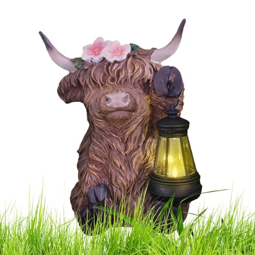 Gupcaqosjw Hochland Kuh Gartenfigur - Dekorationen Süße Miniatur Lampe | Solarbetriebene Realistische Harzfigur Für Innen- Und Außenbereiche Wie Schlafzimmer, Wohnzimmer, Garten Und Gupcaqosjw Hochland Kuh Gartenfigur - Dekorationen Süße Miniatur Lampe | Solarbetriebene Realistische Harzfigur Für Innen- Und Außenbereiche Wie Schlafzimmer, Wohnzimmer, Garten Und von Gupcaqosjw