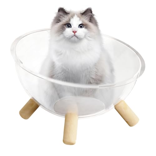 Gupcaqosjw Katzenkorb Für Kätzchen | Schlafnest Für Kitten Mit Holzgestell - Transparentes Acryl-Kuppelhaus Für Kleintiere – Schlafplatz Für Katzenwelpen, Kaninchen & Kleintiere von Gupcaqosjw
