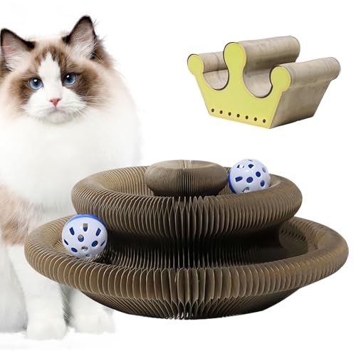 Gupcaqosjw Katzenkratzbrett - Magnetisches Kratzbrett aus Pappe für Katzen - Kratzspielzeug Aus Wellpappe Mit Ball Für Wohnung Haus Innenbereich Außenbereich Ecken Boden von Gupcaqosjw