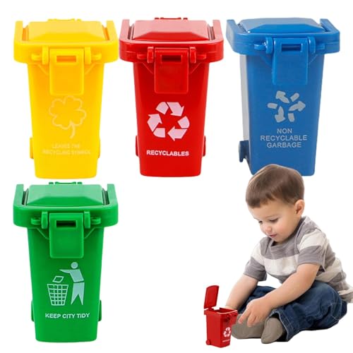 Gupcaqosjw Kleines Papierkorb-Spielzeug, Miniatur-Mülleimer | Kleines Mülltonnenmodell | Einzigartiges kleines Mülleimer-Müllwagen-Spielzeug mit Deckel und Rädern für Kleinkinder von Gupcaqosjw