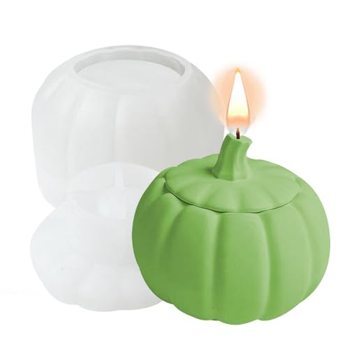 Gupcaqosjw Kürbis-Harzglasform 10x5,7x6,5cm Halloween Kürbisglas Silikonformen Epoxidharz Mit Deckel Vorratsdosen Resin Forme Kürbis Schmuckgefäß Süßigkeiten Aufbewahrungsbox Kerzenhalter von Gupcaqosjw