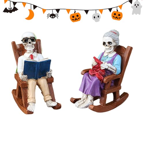 Gupcaqosjw Skelett Paar Statue | Schaukelstuhl Totenkopf Skulptur | Lesende Resin Pärchen Statue Für Wohnzimmertisch Halloween Dekoration Gupcaqosjw Skelett Paar Statue | Schaukelstuhl Totenkopf Skulptur | Lesende Resin Pärchen Statue Für Wohnzimmertisch Halloween Dekoration von Gupcaqosjw