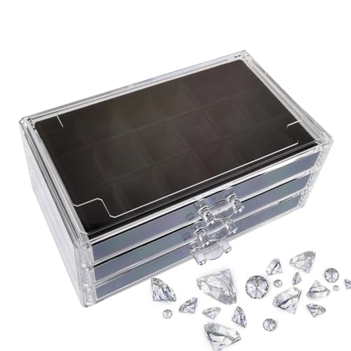 Gupcaqosjw Stein Vitrine, Rock Sammelbox, Edelstein Vitrine, Fossile Vitrine Mit 54 Fächern, 3 Lagige Visuelle Acryl Fossilien Vitrine, Transparente Acryl Stein Sammelbox, Bergkristall-Sammelbox von Gupcaqosjw