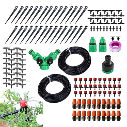 Gupcaqosjw Tropfbewässerungssystem Kit, Tropfbewässerungskit, Verstellbares Tropfwässerungskit, 98ft Smart 360 Grad Drehes Schnellverbindungssystem für Blumenbaum -Gartenarbeit von Gupcaqosjw