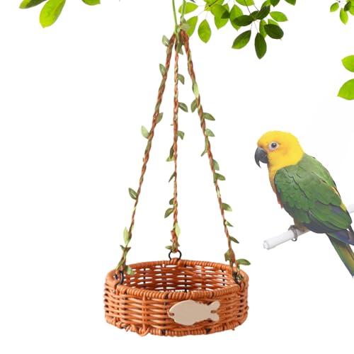 Gupcaqosjw Vogelbett Für Käfig,Atmungsaktive Hängematte - Handgewebt Atmungsaktiv Nachbildung Rattan Retro Für Lori Kanarienvogel Zum Schlafen Klettern Drinnen Draußen von Gupcaqosjw