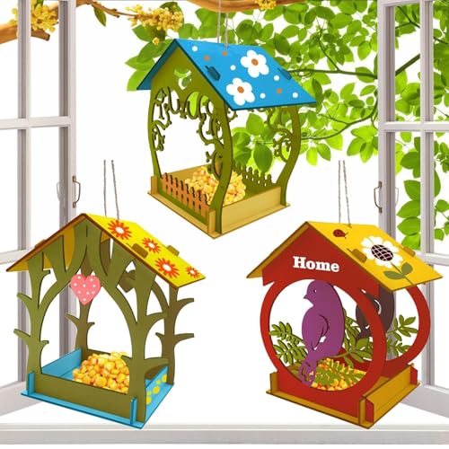 Gupcaqosjw Vogelfutterhaus - Holz-Vogelhaus Mit Integriertem Futterspender | Wetterfeste Deko Zur Vogelbeobachtung Und Fütterung An Fenster Balkon Garten Terrasse Gupcaqosjw Vogelfutterhaus - Holz-Vogelhaus Mit Integriertem Futterspender | Wetterfeste Deko Zur Vogelbeobachtung Und Fütterung An Fenster Balkon Garten Terrasse von Gupcaqosjw