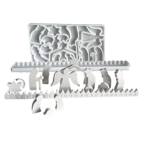 Gupcaqosjw Weihnachts-Countdown-Kalenderform, Countdown bis Weihnachten-Form-Set | Silikonformen Countdown-Kalender | Harzformen Ornamentform Schreibtischdekoration, Countdown zum Weihnachtskalender von Gupcaqosjw