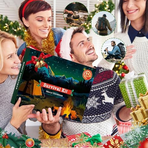 Gupcaqosjw Weihnachts Überlebenswerkzeug Adventskalender - 24 Tage Adventskalender Mit Überlebenswerkzeugen,Ausrüstung Für Bergsteigen Angeln Und Jagd von Gupcaqosjw