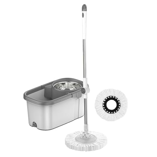 Gupcaqosjw Wischmopp Set Mit Eimer, Bodenwischer Mit Auswringfunktion Set, Bodenwischer Komplett Sets, ABS Edelstahl Rotierender Wringereimer, Haushaltsreinigungszubehör Verstellbarem Für Fliesen Gupcaqosjw Wischmopp Set Mit Eimer, Bodenwischer Mit Auswringfunktion Set, Bodenwischer Komplett Sets, ABS Edelstahl Rotierender Wringereimer, Haushaltsreinigungszubehör Verstellbarem Für Fliesen von Gupcaqosjw