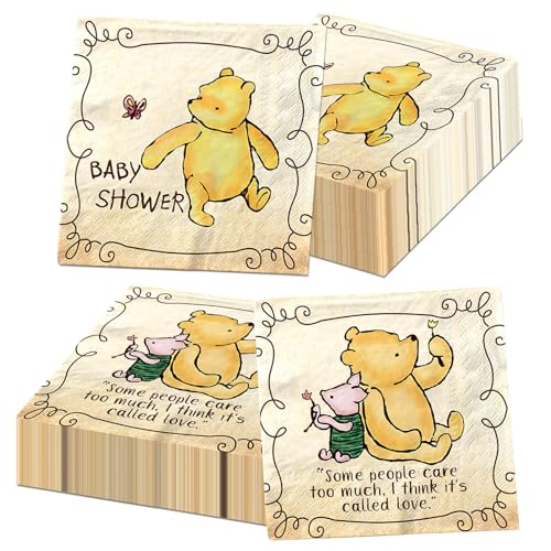 Puuh Bear Babyparty-Dekorationen, 40 Stück, Puuh Bär Babyparty-Servietten, klassischer Bär, We Can Bearly Wait, Papierservietten für Jungen und Mädchen, Geburtstag, Geschlechtsoffenbarung, Babyparty, von Gupesxu