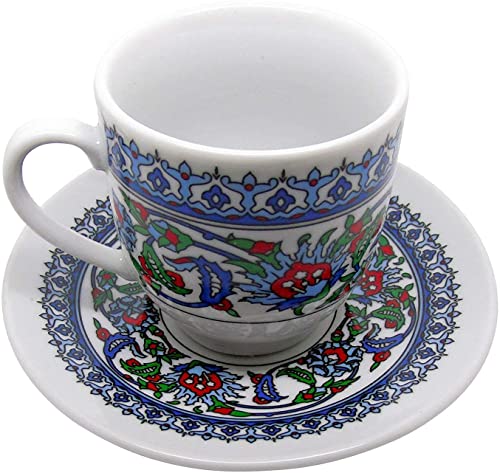 Porzellan Türkisch Kaffee Espresso Tasse und Untertasse Set, Design: Topkapi Porzellan Türkisch Kaffee Espresso Tasse und Untertasse Set, Design: Topkapi von Gural