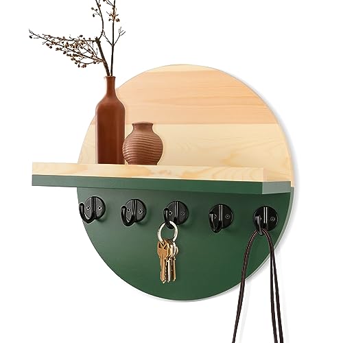 Gurfuy Schlüsselhalter für Wand mit Regal – Holz Post Organizer und Rack mit Regalhaken Wandmontage für Eingangsbereich Dekor Zeitschriften Briefaufbewahrung Bauernhaus Wohnzimmer Schlafzimmer Tür von Gurfuy