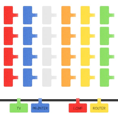 24 Stück Kabeletiketten Kabel Beschriftung Wiederverwendbar, Mehrfarbige Kabelmarkierung Kabel, 4 X 2cm Schreibfläche Zum Identifizierung von Kabel, Kabelbeschriftung Clip, Kabel Etiketten von Gurfzcyuoo