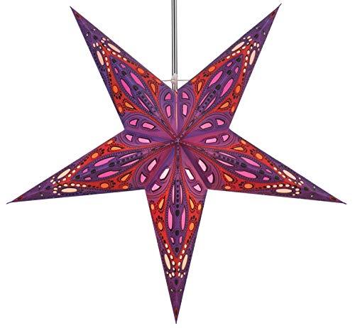GURU SHOP Faltbarer Advents Leucht Papierstern, Weihnachtsstern 60 cm - Marwin Violett, Star Fensterdeko von GURU SHOP