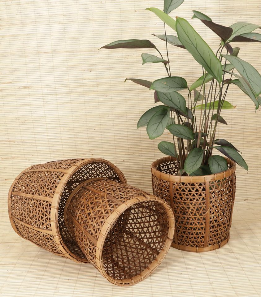 Guru-Shop Allzweckkorb Rattan Papierkorb, Übertopf, Korb in drei Größen von Guru-Shop