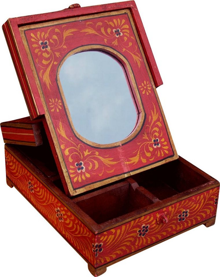 Guru-Shop Aufbewahrungsdose Spiegelschatulle Schmink Spiegel - rot von Guru-Shop