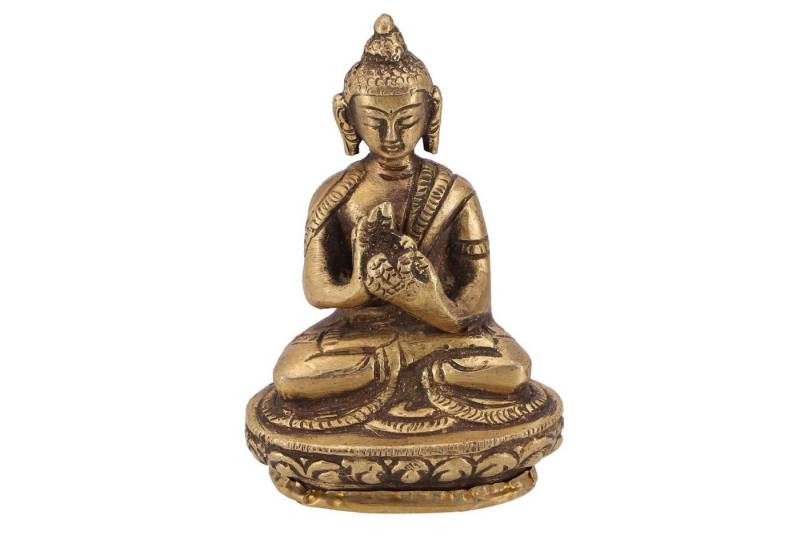 Guru-Shop Buddhafigur Buddha Statue aus Messing Dharmachakra Muda 8.. von Guru-Shop