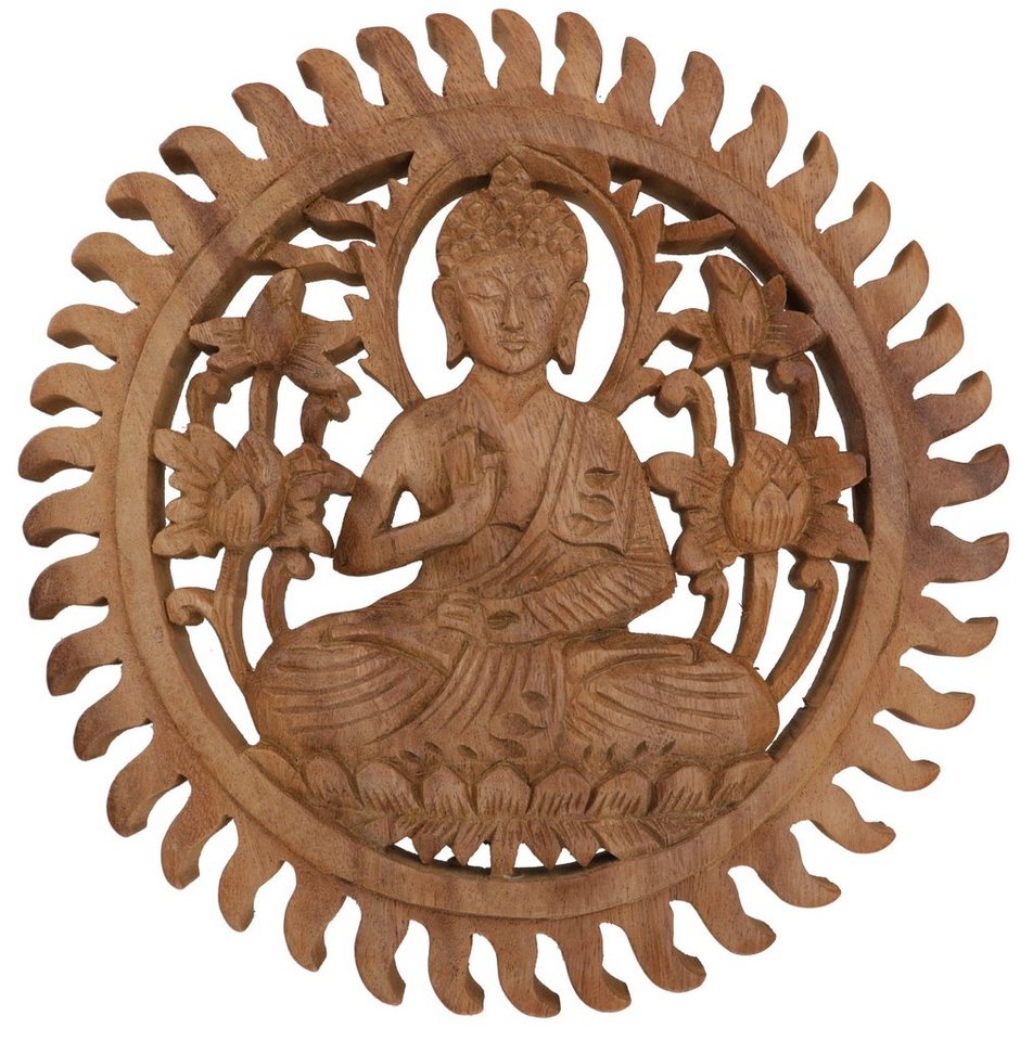 Guru-Shop Buddhafigur Geschnitztes Wandbild Deko Wandrelief - Buddha von Guru-Shop