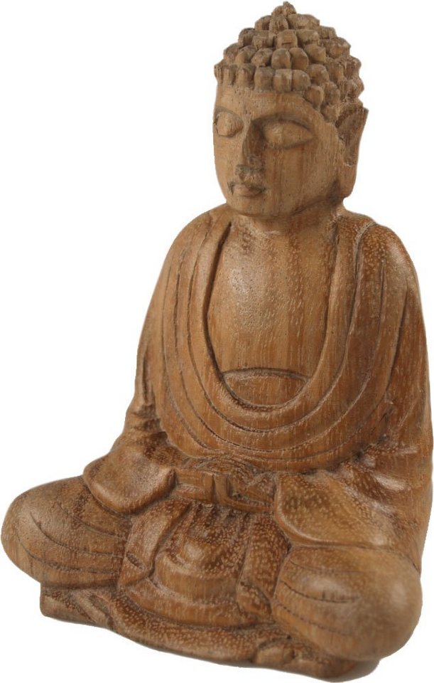 Guru-Shop Buddhafigur Holzbuddha, Buddha Statue, Handarbeit 11 cm,.. von Guru-Shop