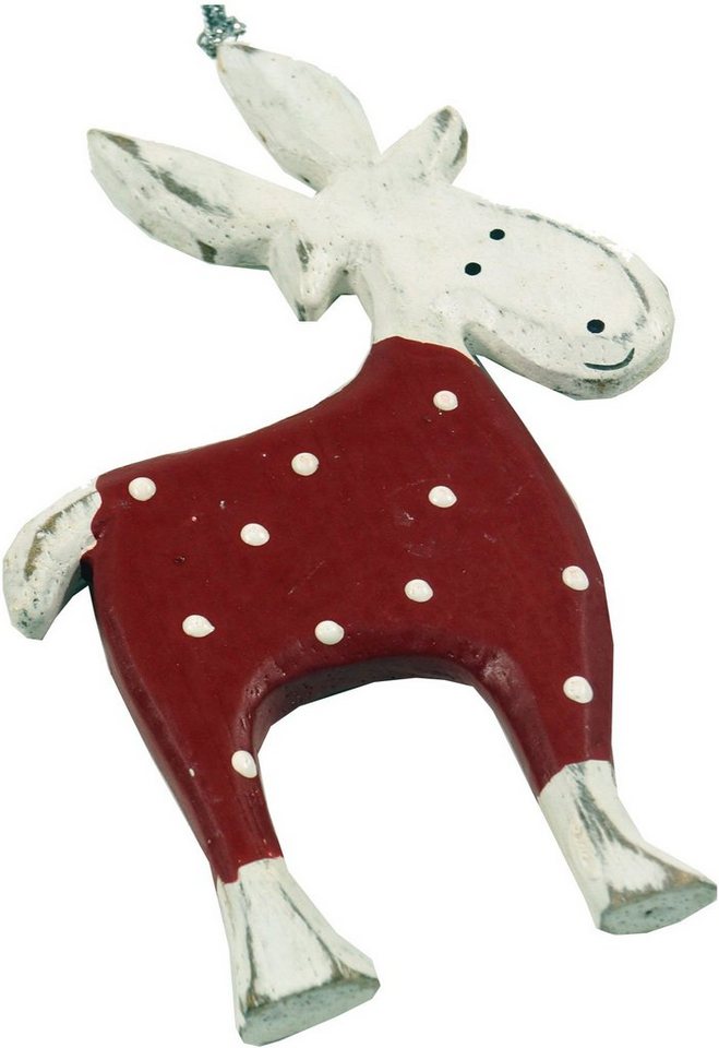 Guru-Shop Christbaumschmuck Geschnitztes Rentier, Baumbehang in 2 Farben von Guru-Shop