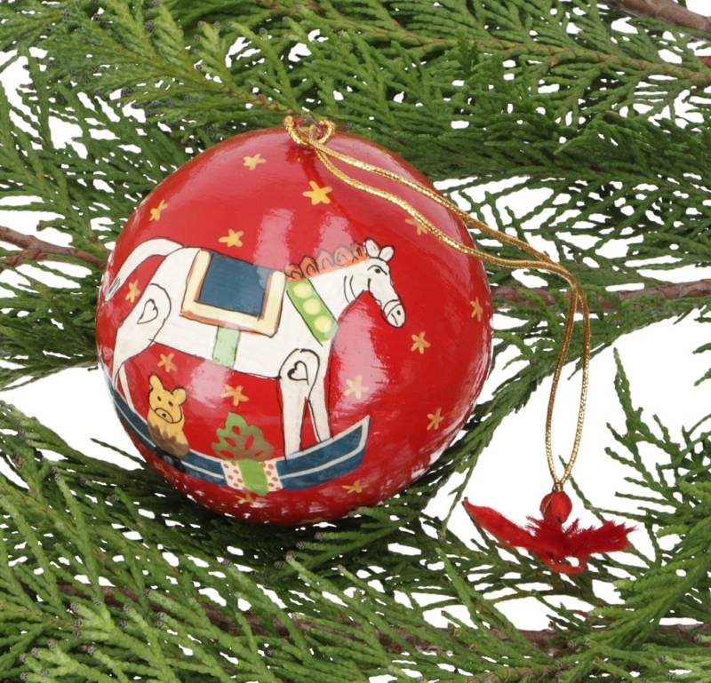 Guru-Shop Christbaumschmuck Upcycling Weihnachtskugel aus Pappmachee,.. von Guru-Shop