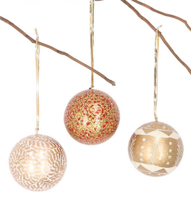 Guru-Shop Christbaumschmuck Upcycling Weihnachtskugel 3er Geschenk Set aus.. von Guru-Shop