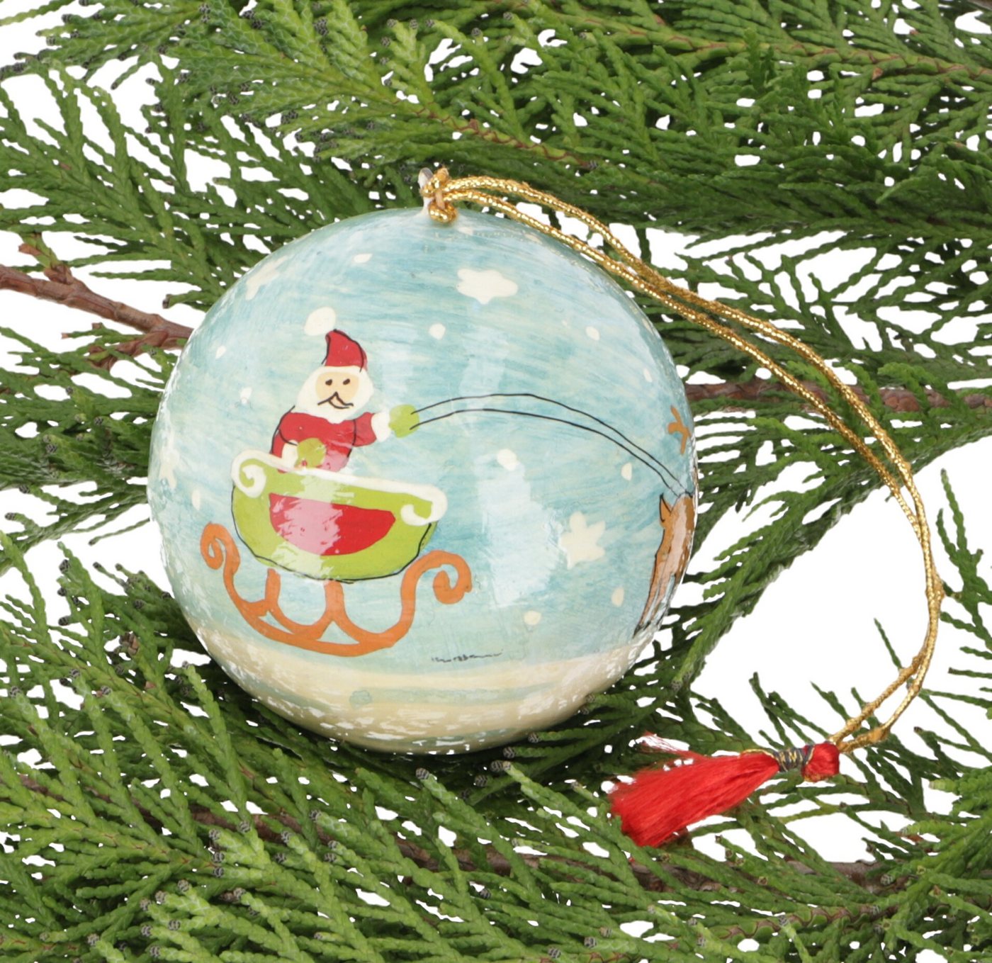 Guru-Shop Christbaumschmuck Upcycling Weihnachtskugel aus Pappmachee,.. von Guru-Shop