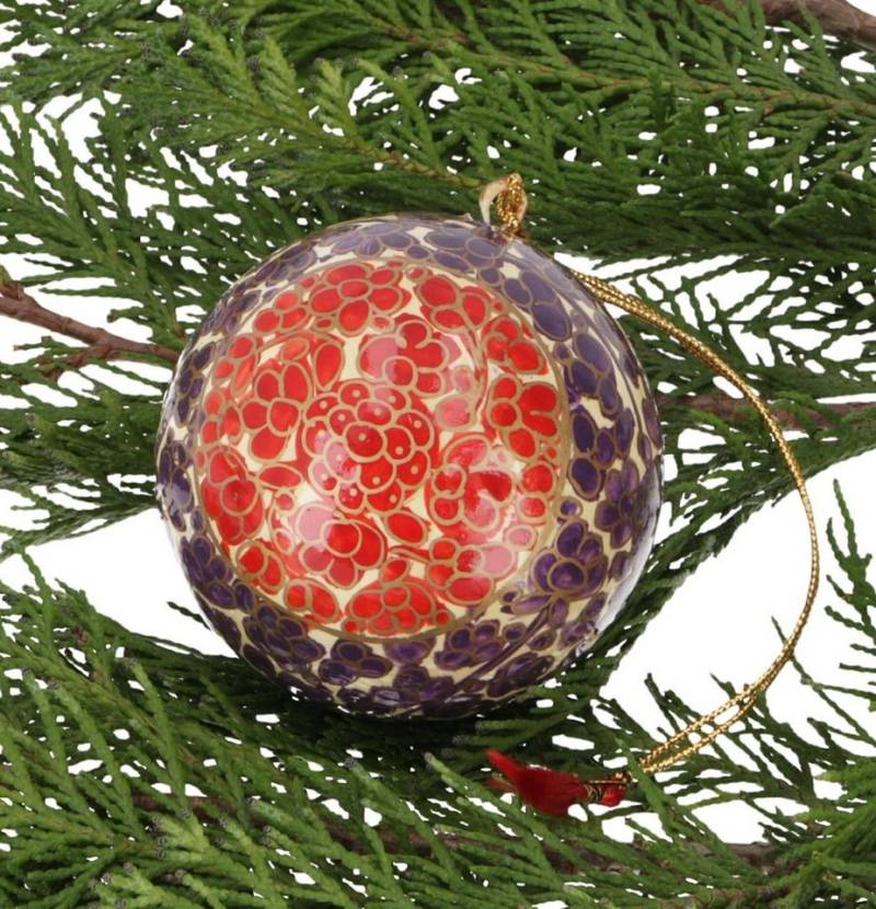 Guru-Shop Christbaumschmuck Upcycling Weihnachtskugel aus Pappmachee,.. von Guru-Shop