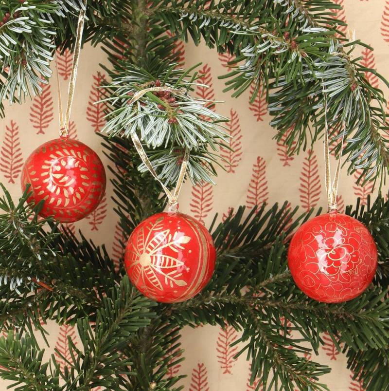 Guru-Shop Christbaumschmuck Upcycling Weihnachtskugel 3er Geschenk Set aus.. von Guru-Shop