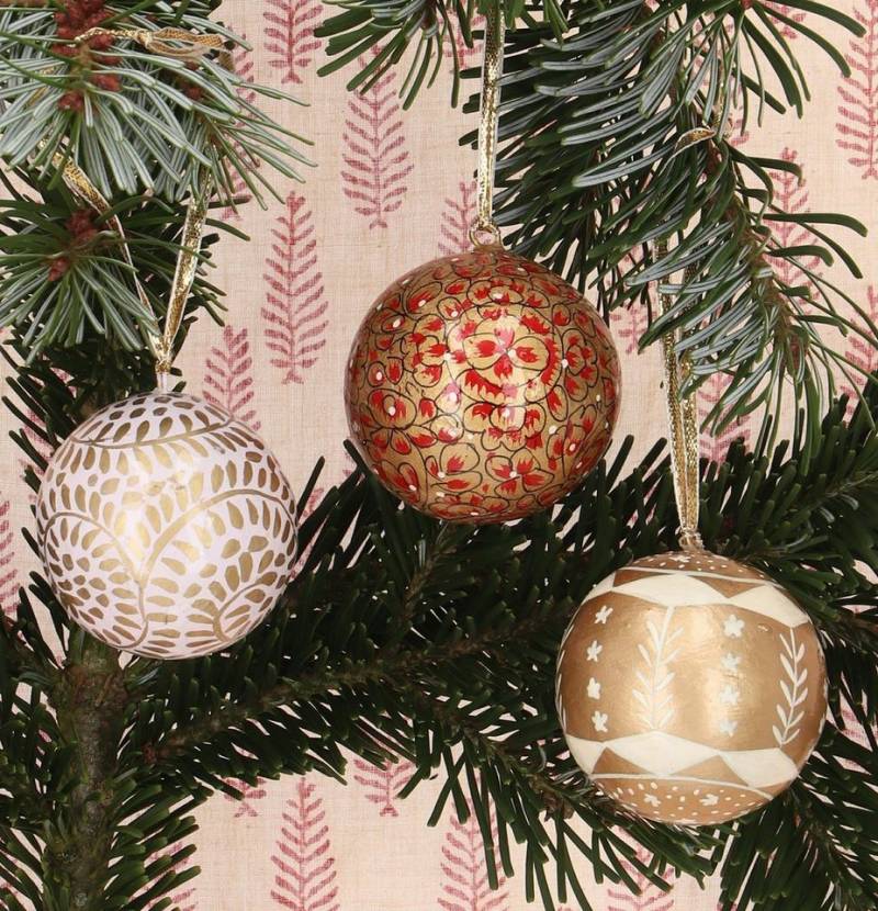 Guru-Shop Christbaumschmuck Upcycling Weihnachtskugel 3er Geschenk Set aus.. von Guru-Shop