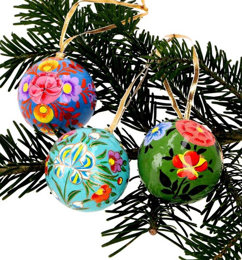 Guru-Shop Christbaumschmuck Upcycling Weihnachtskugel 3er Geschenk Set aus.. von Guru-Shop