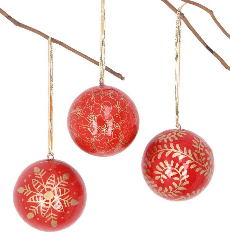Guru-Shop Christbaumschmuck Upcycling Weihnachtskugel 3er Geschenk Set aus.. von Guru-Shop