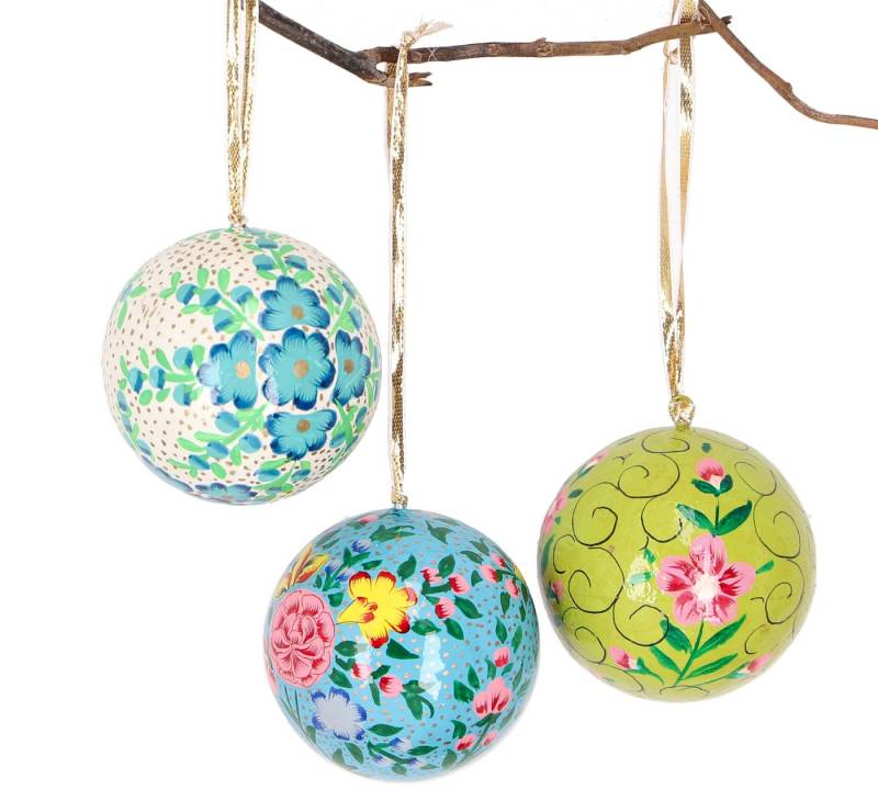 Guru-Shop Christbaumschmuck Upcycling Weihnachtskugel 3er Geschenk Set aus.. von Guru-Shop